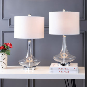 Cecile 25.5" Glass Teardrop LED Table Lamp - JONATHAN Y